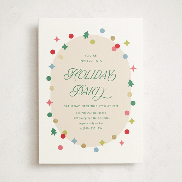 "Holiday Confetti" - Party Invitations in Rainbow by Carolyn MacLaren - Front