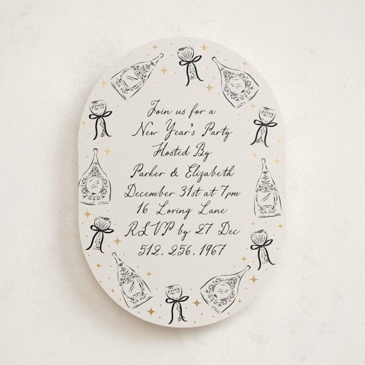 "Champagne New year" - Party Invitations in Noir by Jackie Crawford - Front