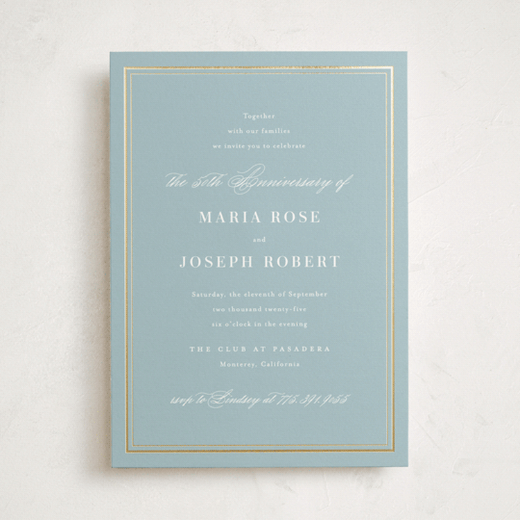 "Polished" - Party Invitations in Powder Blue by Jennifer Postorino - Front