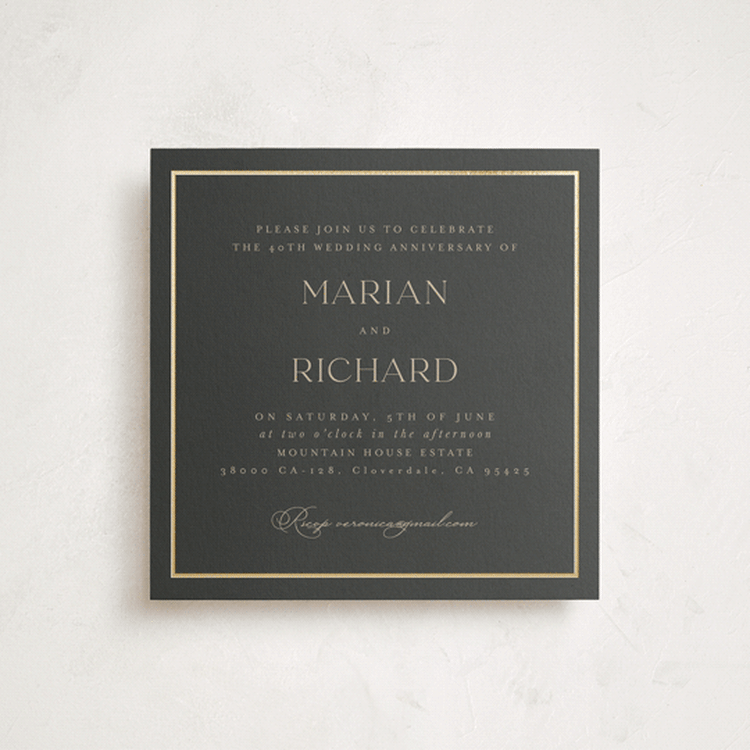 "Timeless Charm" - Party Invitations in Charcoal by Lucrecia Caporale - Front