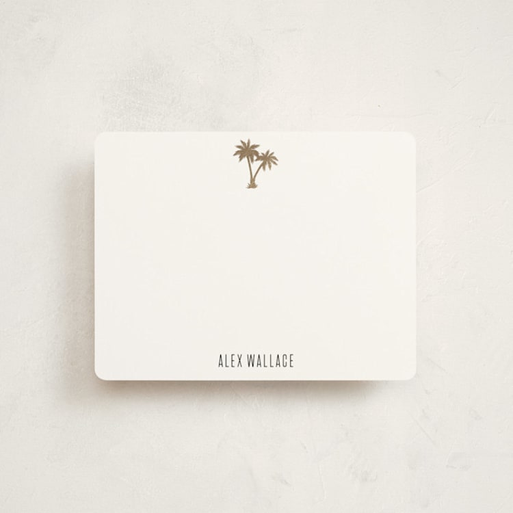 "Gilded Palm Tree" - Personalized Stationery Cards in Cotton by carla san roman - Front