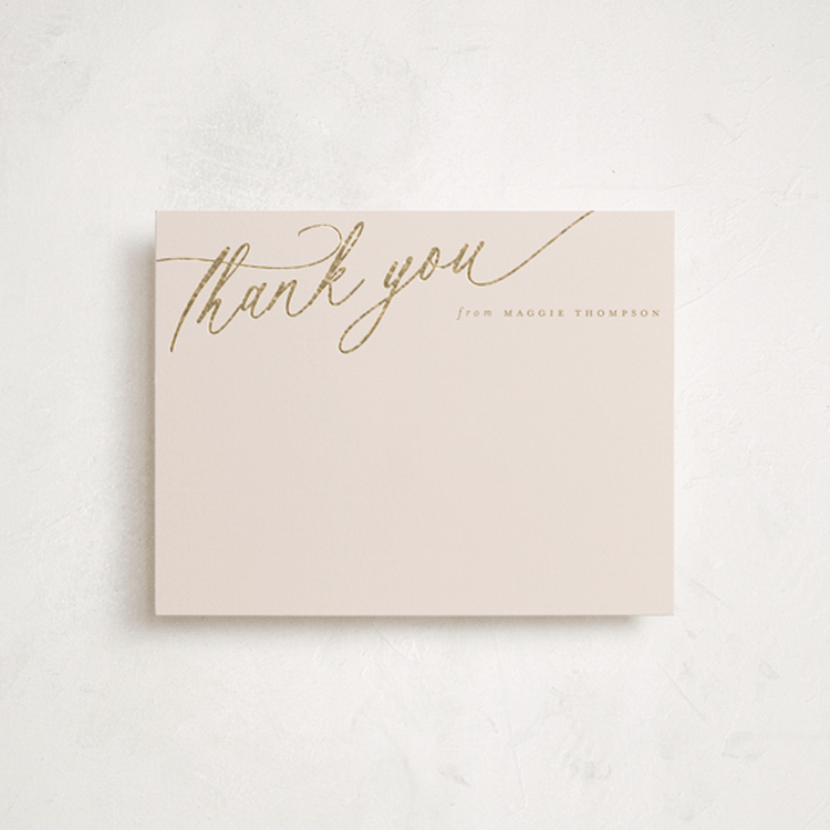 "Elegant Thanks" - Personalized Stationery Cards in Caramel by Carolyn MacLaren - Front