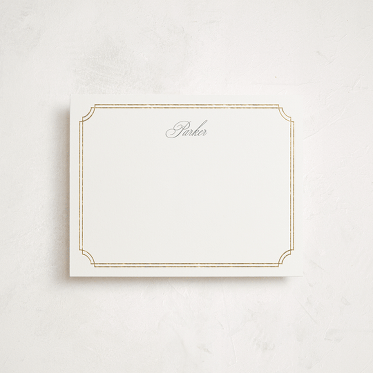 "Formally" - Personalized Stationery Cards in Mist by Sarah Brown - Front