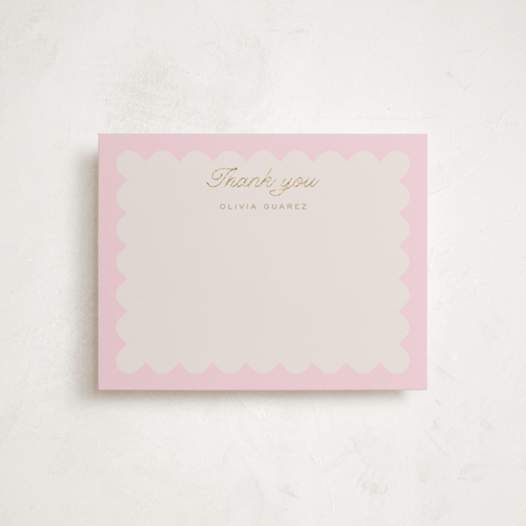 "Macaron Box" - Personalized Stationery Cards in Rose by Leia Matt - Front