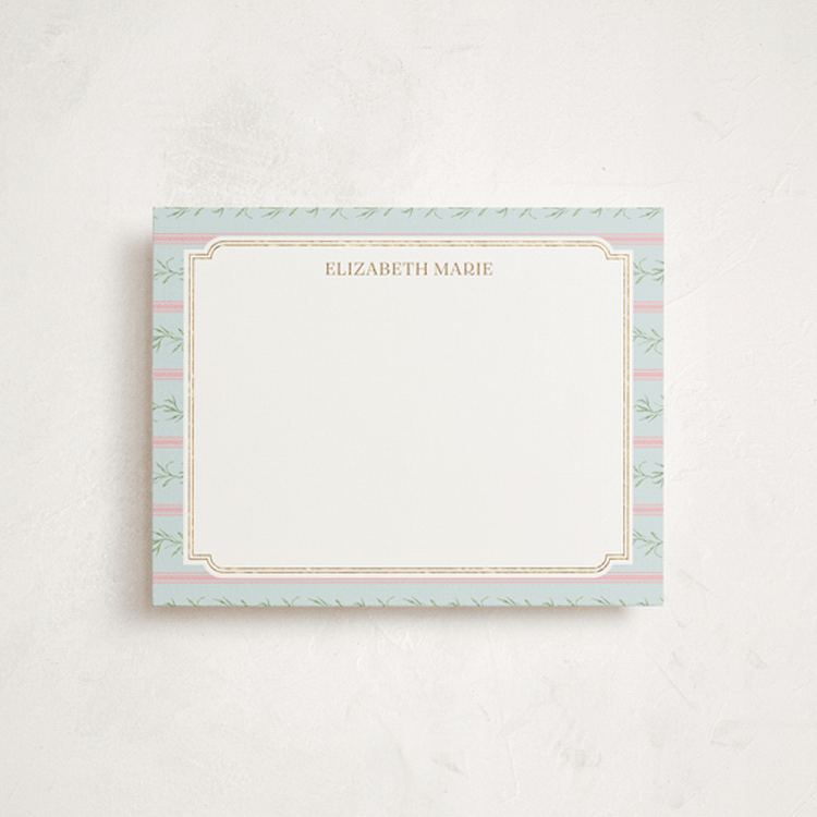 "Castle Greenery" - Personalized Stationery Cards in Hummingbird by Claudia Orengo - Front