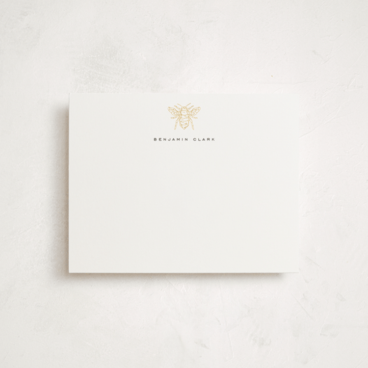 "Bee" - Personalized Stationery Cards in Daisy by Jennifer Lew - Front
