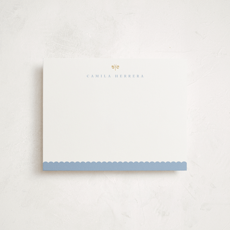 "Petite Dragonfly" - Personalized Stationery Cards in Celestial by Olivia Raufman - Front