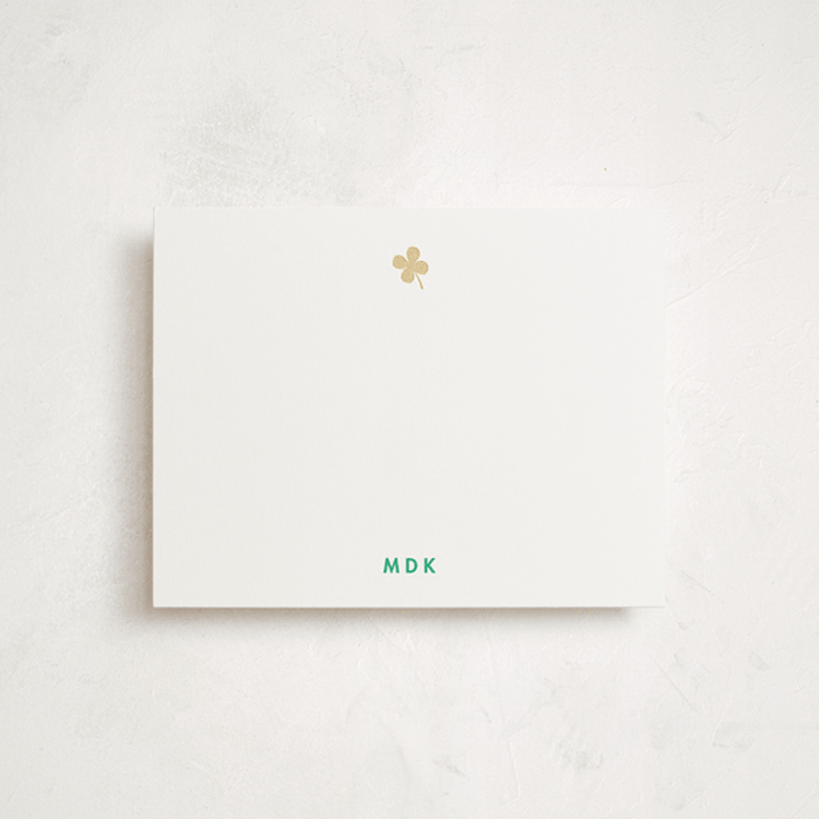 "Lucky Four" - Personalized Stationery Cards in Clover by mo kelley - Front