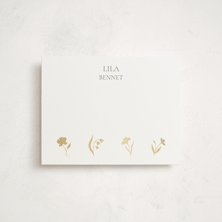 "Botanical Foil" - Personalized Stationery Cards in Snowdrop by Diana Titova - Front