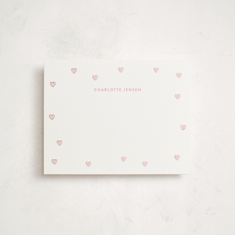 "Sweethearts" - Personalized Stationery Cards in Blush by Angela Garrick - Front