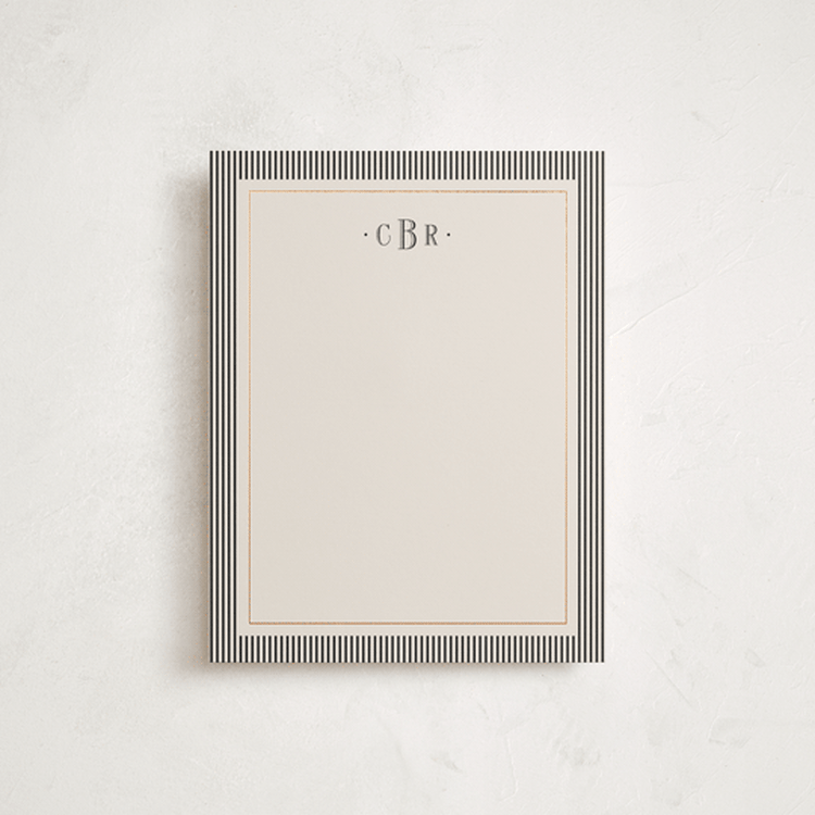 "Striped Elegance" - Personalized Stationery Cards in Linen by Kelly Schmidt - Front