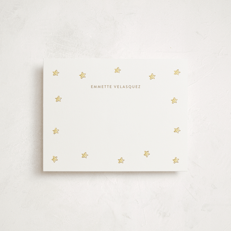 "Twinkle Stars" - Personalized Stationery Cards in Sunshine by Angela Garrick - Front