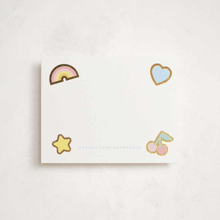 "Patches" - Personalized Stationery Cards in Candy by Hudson meet Rose - Front