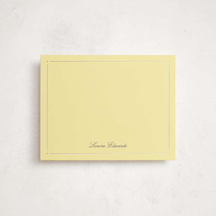 "Corner Dots" - Personalized Stationery Cards in Butter by Brianne Larsen - Front