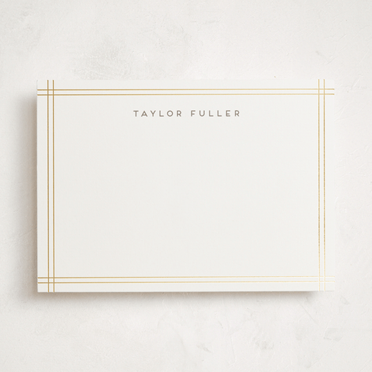 "A Golden Age" - Personalized Stationery Cards in Cocoa by Lehan Veenker - Front