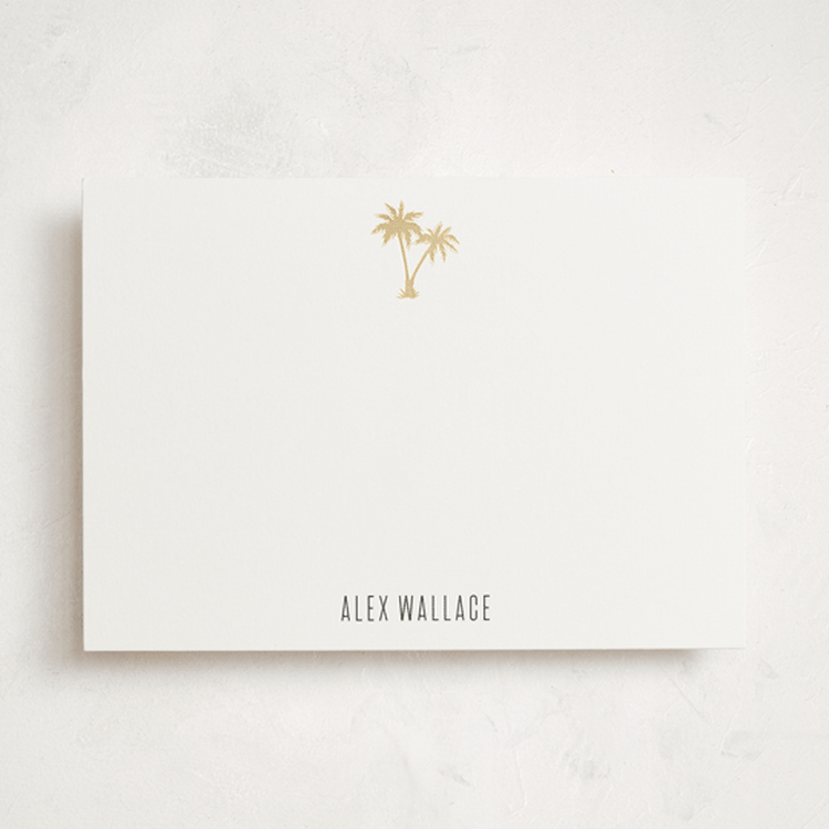 "Gilded Palm Tree" - Personalized Stationery Cards in Cotton by carla san roman - Front