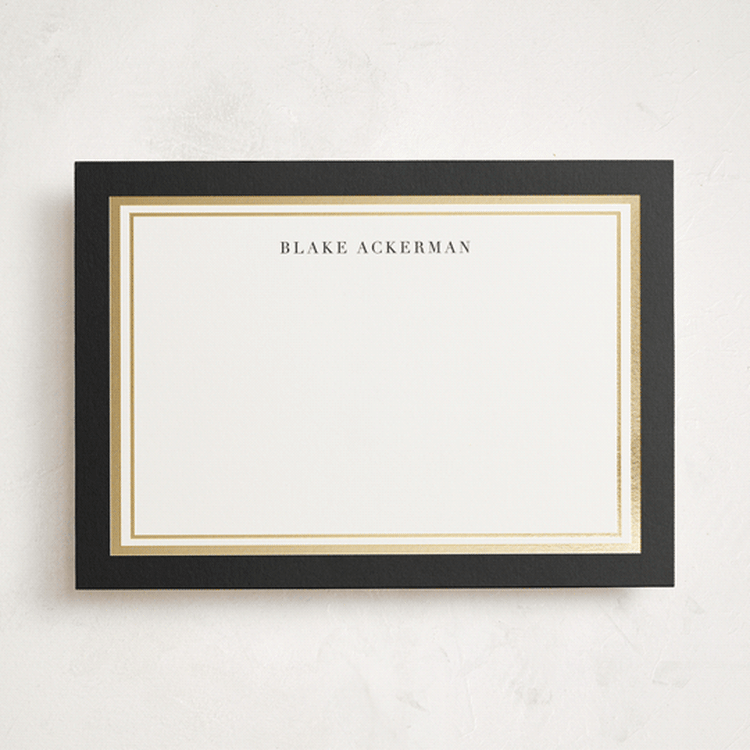 "Gold Notes" - Personalized Stationery Cards in Midnight by Carrie ONeal - Front