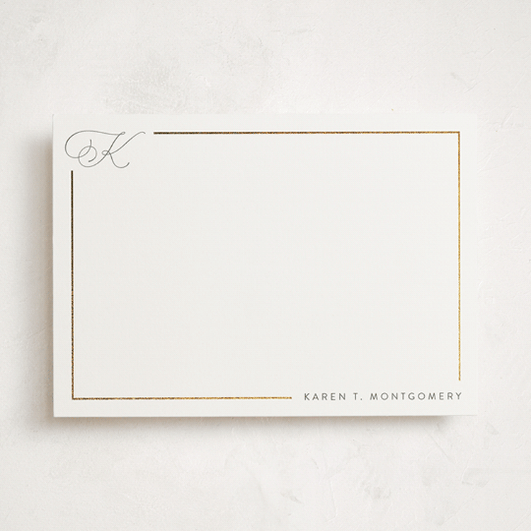 "Bordered" - Personalized Stationery Cards in Porcelain by Kristel - Front