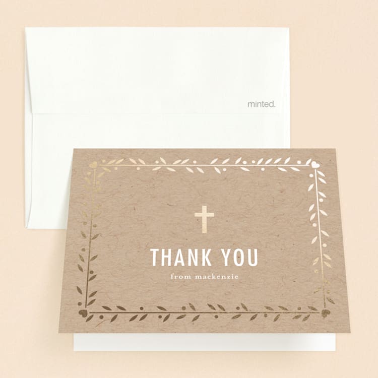"Double the Love" - First Holy Communion Thank You Cards in Gold Leaf by Dennis Smith - Front