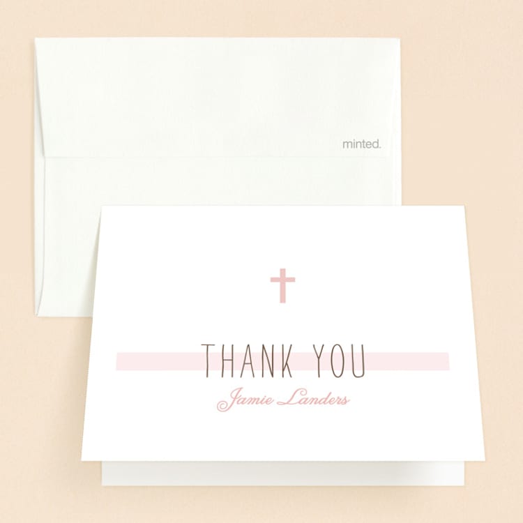 "Simple Communion" - First Holy Communion Thank You Cards in Carnation by Dennis Smith - Front