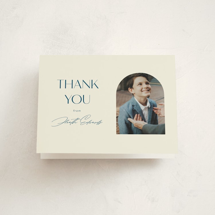 "Elegant Arch" - First Holy Communion Thank You Cards in Deep Sea by Morgan Kendall - Front