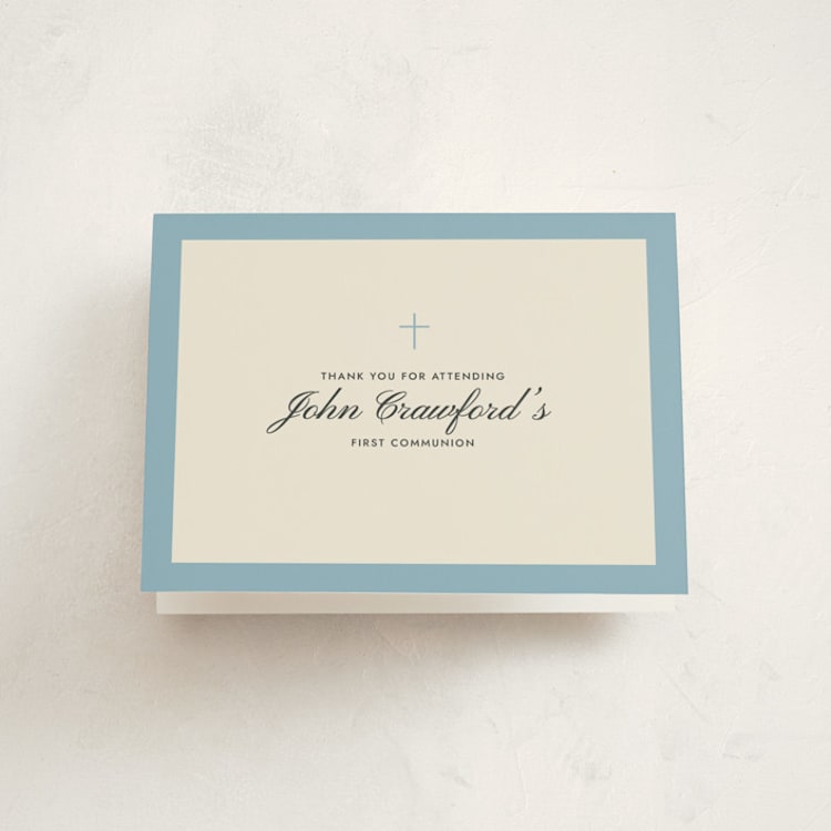 "Chapel" - First Holy Communion Thank You Cards in French Blue by Megan Davis - Front