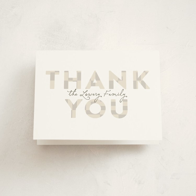 "Geo Cross" - First Holy Communion Thank You Cards in Cobblestone by Gwen Bedat - Front