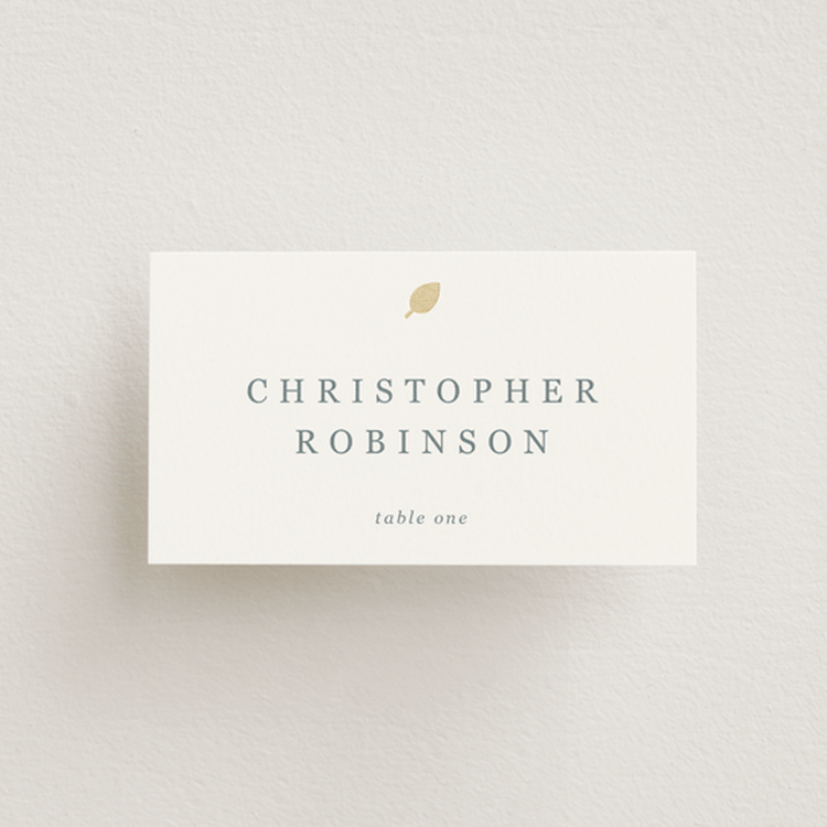 "Noted" - Foil-Pressed Place Cards - Vegetarian in Ivory by Sierra Lee - Front