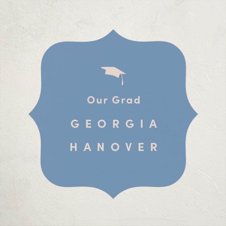 "Classically done" - Graduation Stickers in Country Blue by Inkblot Design - Front