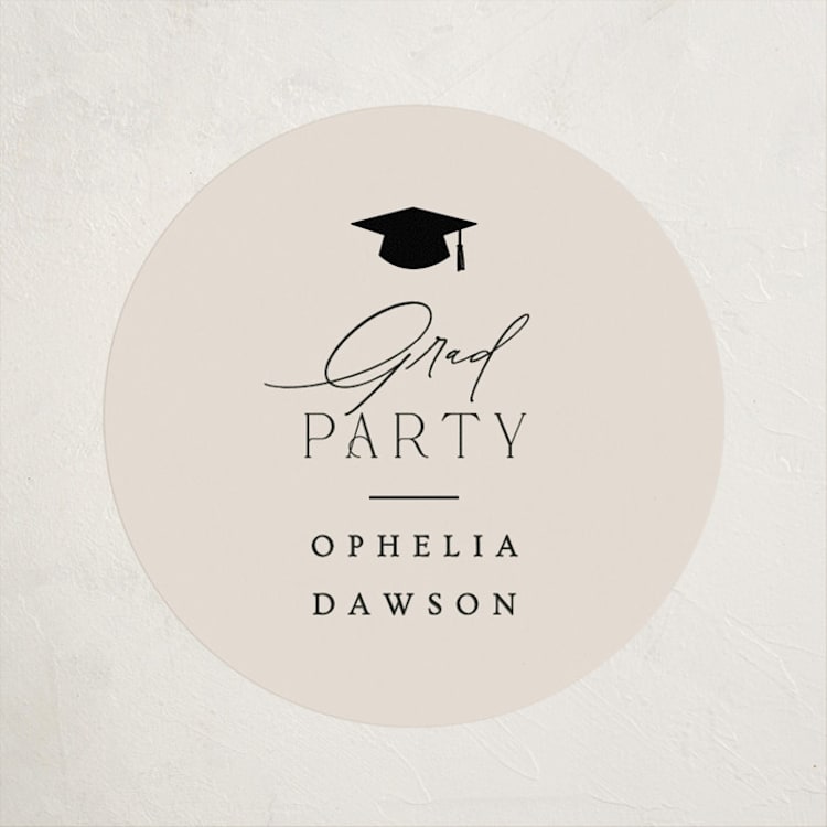 "A Grad Party" - Graduation Stickers in Cream by Ana Sharpe - Front