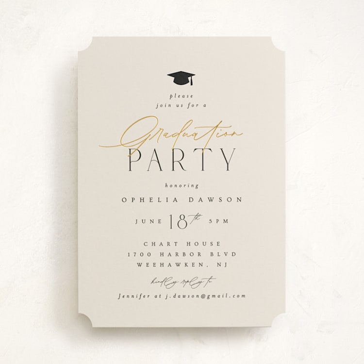 "A Grad Party" - Graduation Party Invitations in Cream by Ana Sharpe - Front