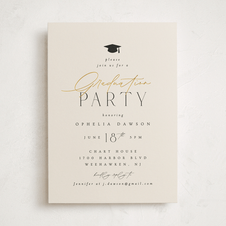 "A Grad Party" - Graduation Party Invitations in Cream by Ana Sharpe - Front
