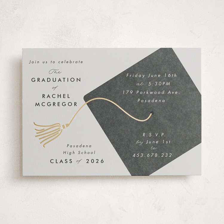 "Shimmering tassel" - Graduation Party Invitations in Smoke by Catherine Culvenor - Front