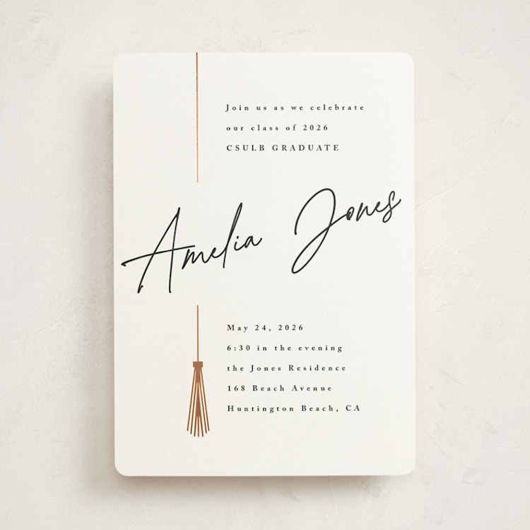 "Written Out" - Graduation Party Invitations in Pearl by Owl and Toad - Front