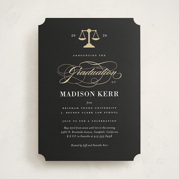 "Law Degree" - Graduation Party Invitations in Ink by Jill Means - Front