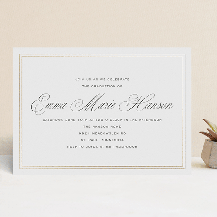 "Scholarly Charm" - Graduation Party Invitations in Inkwell by Megan Davis - Front