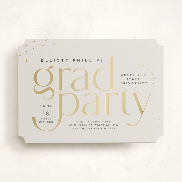 "Party Type" - Graduation Party Invitations in Oyster by Nicole Senecal - Front
