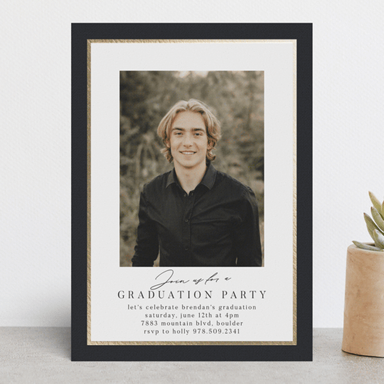 "Classic Edge" - Graduation Party Invitations in Midnight by Nicole Walsh - Front