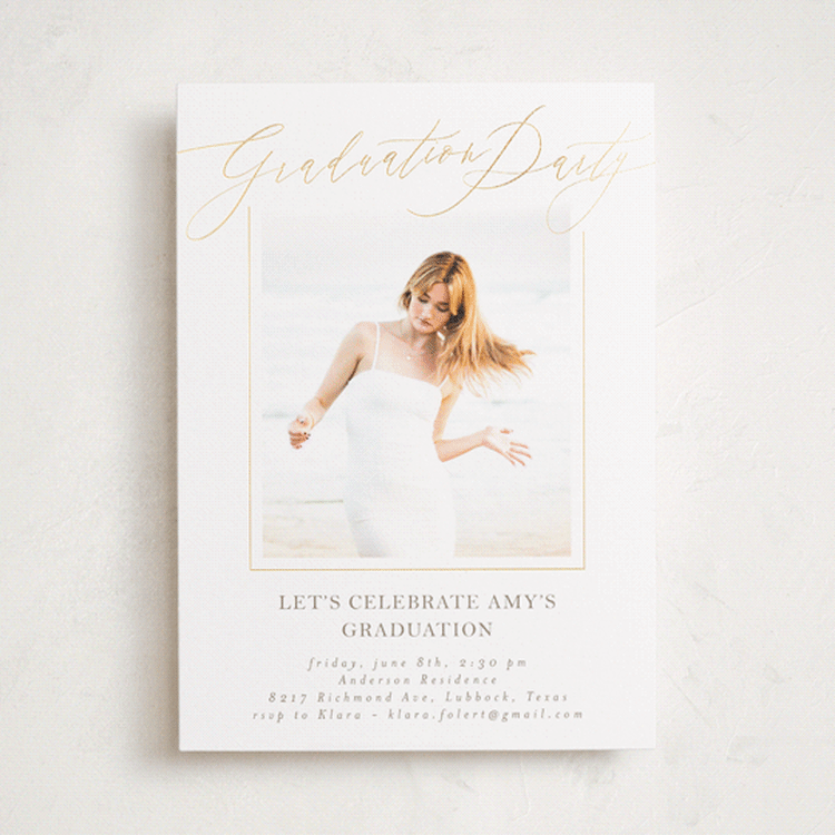 "Carlisle" - Graduation Party Invitations in Latte by Deynaaz Daraei - Front