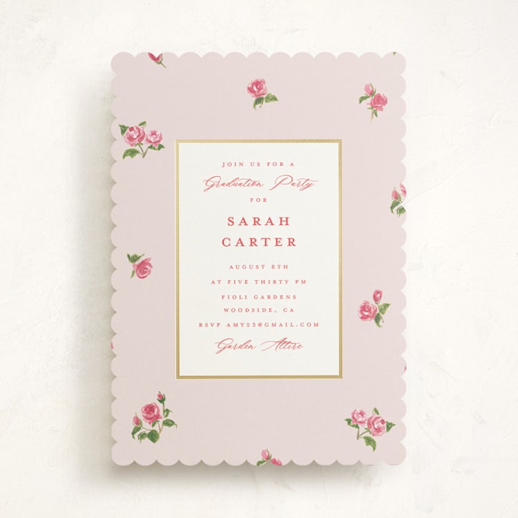 "Romantic Roses" - Graduation Party Invitations in Blush by Teju Reval - Front