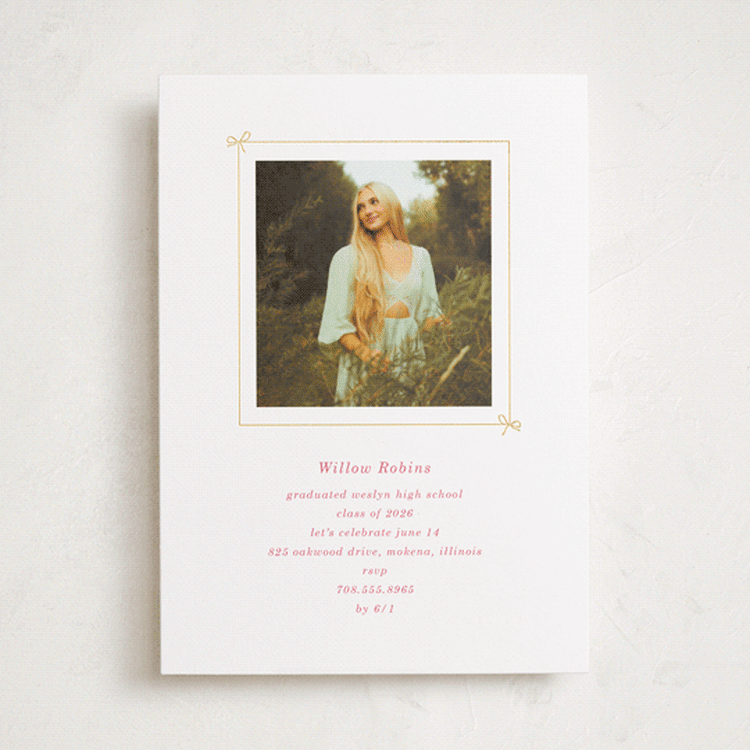 "PhotoBook" - Graduation Party Invitations in Peony by Baumbirdy - Front