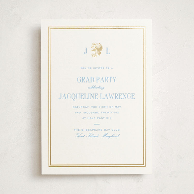 "Chesapeake" - Graduation Party Invitations in Sky Blue by Megan Davis - Front