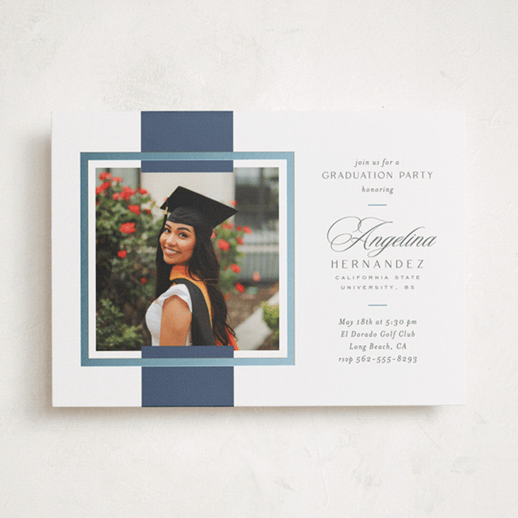 "Preppy Frame" - Graduation Party Invitations in Navy by Owl and Toad - Front