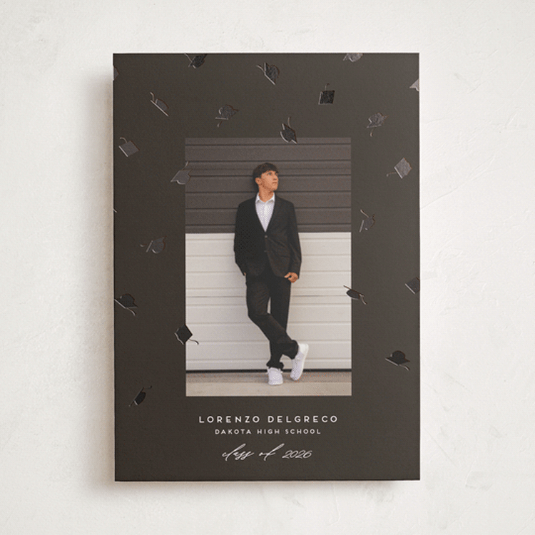 "Hats off grad" - Graduation Announcements in Ardoise by Jamie Alexander - Front