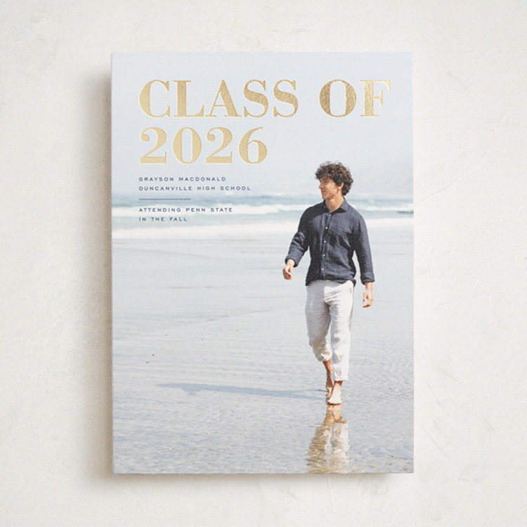 "Bold Headline" - Graduation Announcements in Midnight by Emily Sabol Goss - Front