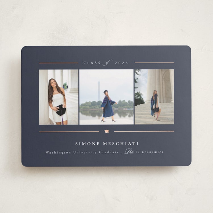 "Class Act" - Graduation Announcements in Sapphire by Corinne Malesic - Front