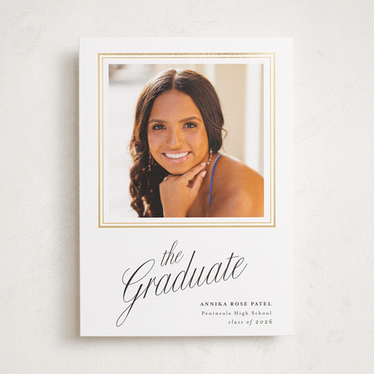 "Elegant Chic" - Graduation Announcements in Cotton by Shirley Lin Schneider - Front