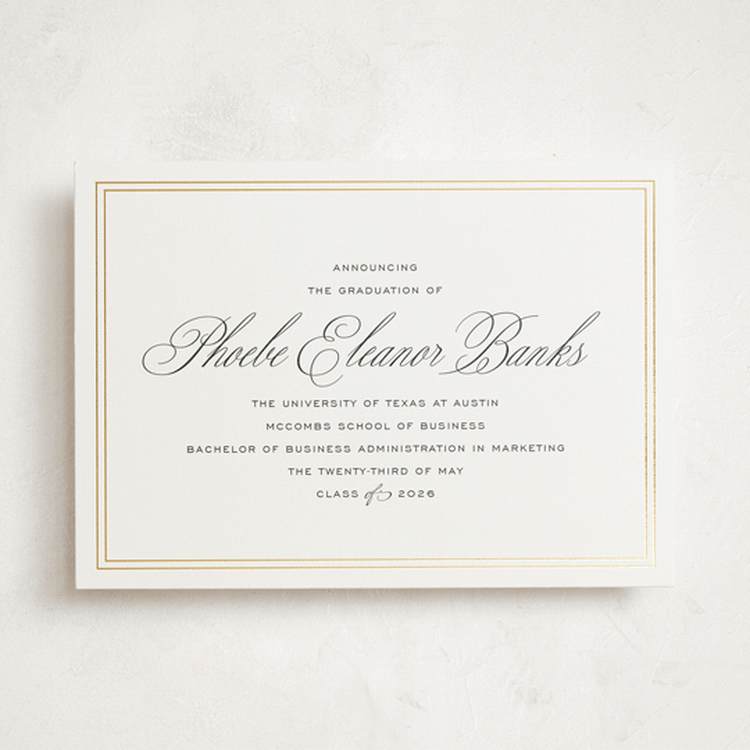 "Scholarly Charm" - Graduation Announcements in Inkwell by Megan Davis - Front