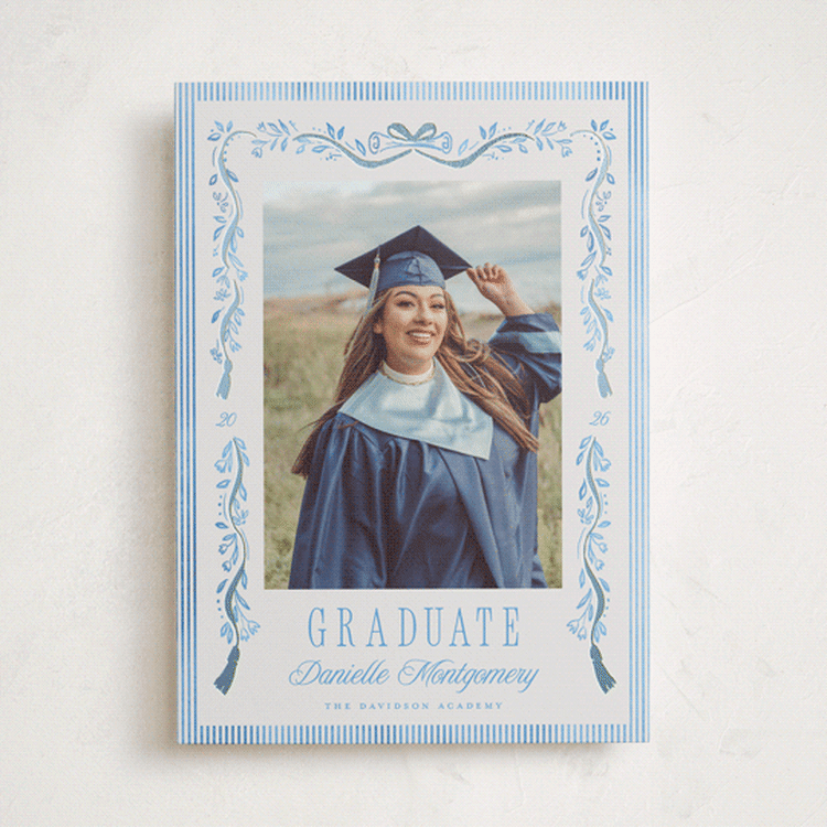 "Hats Down" - Graduation Announcements in Sky by Petra Kern - Front
