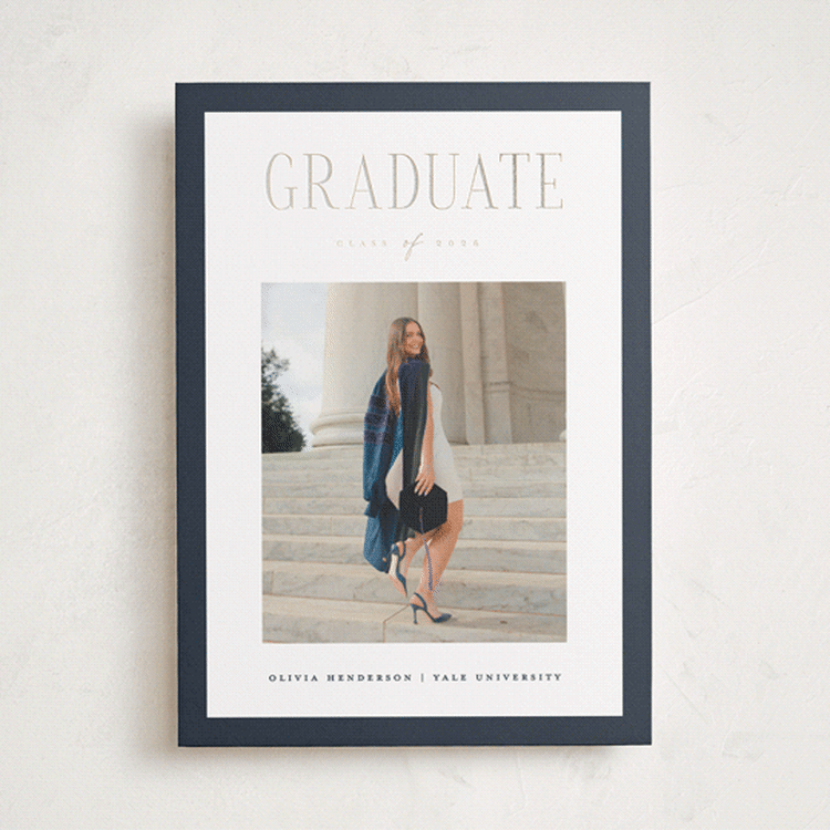 "classic layout" - Graduation Announcements in Navy by Christy Hy Lee - Front